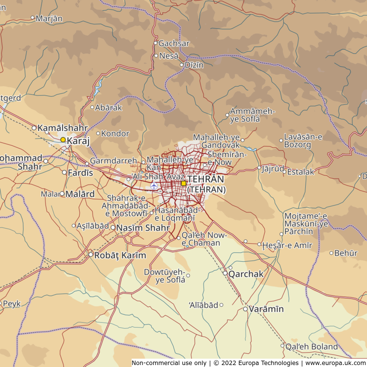 Map Of Tehrān Tehran Iran Global 1000 Atlas